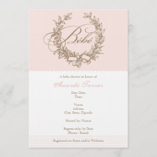 Bebe - Pink French Baby Shower Invitation