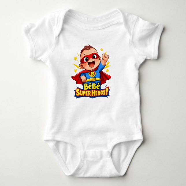 Bébé Super Héros Cute Baby Superhero Illustration Bodysuit (Front)
