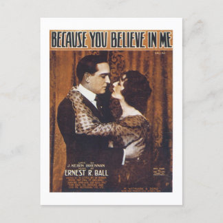 Becase You Believe in Me Vintage Songbook Cover Postcard