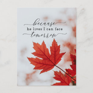 Because He Lives I Can Face Tomorrow Hymn Postcard