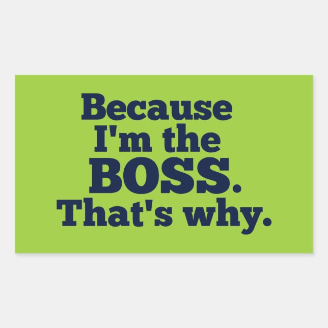 Because I'm the boss, that's why. Rectangular Sticker (Front)