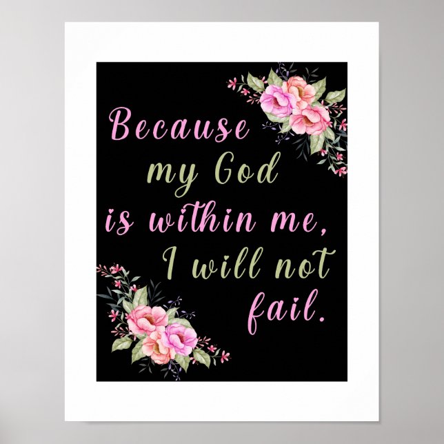  "Because My God Is Within Me" Black Wall Poster (Front)
