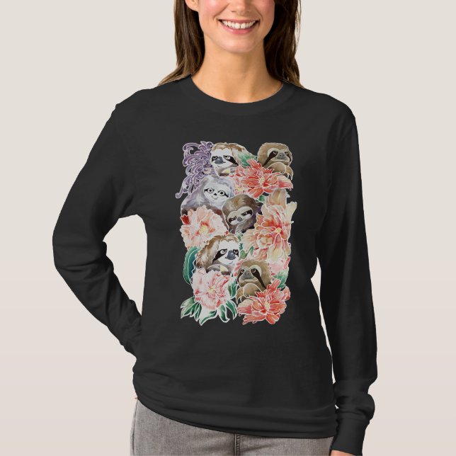 Because Sloths Water Colour T-Shirt (Front)
