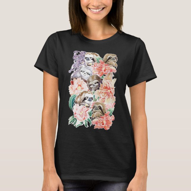 Because Sloths Water Colour T-Shirt (Front)