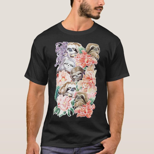Because Sloths Water Colour T-Shirt (Front)