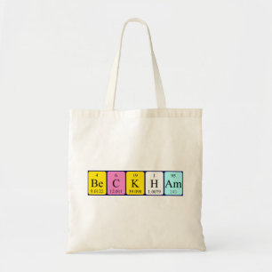 Beckham periodic table name tote bag