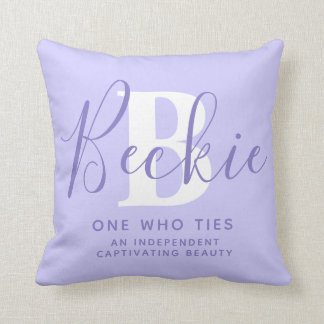 Beckie text blue purple name meaning throw pillow