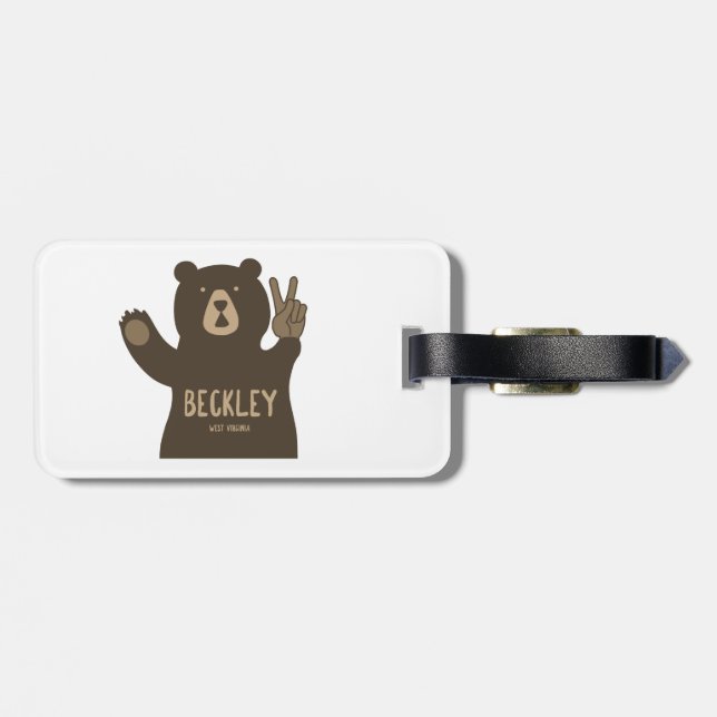 Beckley West Virginia Peace Bear Luggage Tag (Back Horizontal)