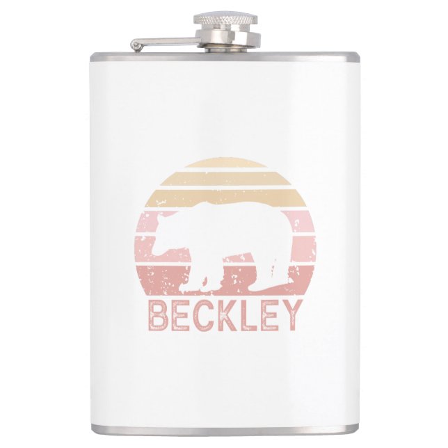 Beckley West Virginia Retro Bear Hip Flask (Front)