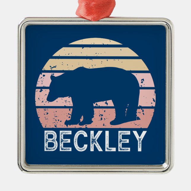 Beckley West Virginia Retro Bear Metal Tree Decoration (Front)