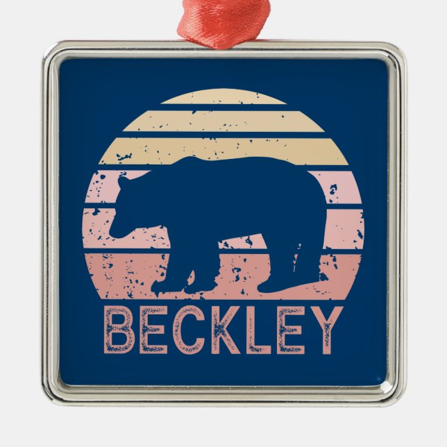 Beckley West Virginia Retro Bear Metal Tree Decoration (Front)