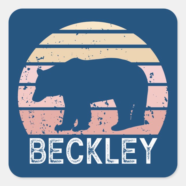 Beckley West Virginia Retro Bear Square Sticker (Front)