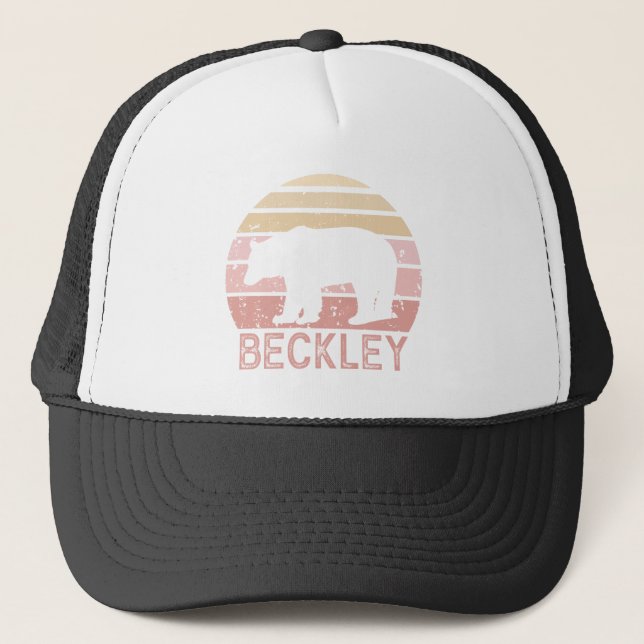 Beckley West Virginia Retro Bear Trucker Hat (Front)