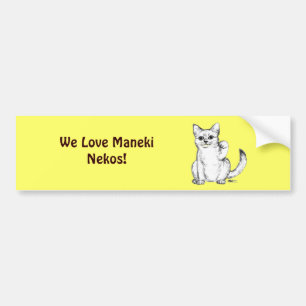 Beckoning Kitty Cat Maneki Neko Bumper Sticker