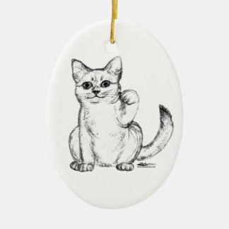 Beckoning Kitty Cat Maneki Neko Ceramic Tree Decoration