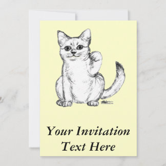 Beckoning Kitty Cat Maneki Neko Invitation