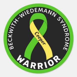 Beckwith-Wiedemann Syndrome Warrior Ribbon Black Classic Round Sticker