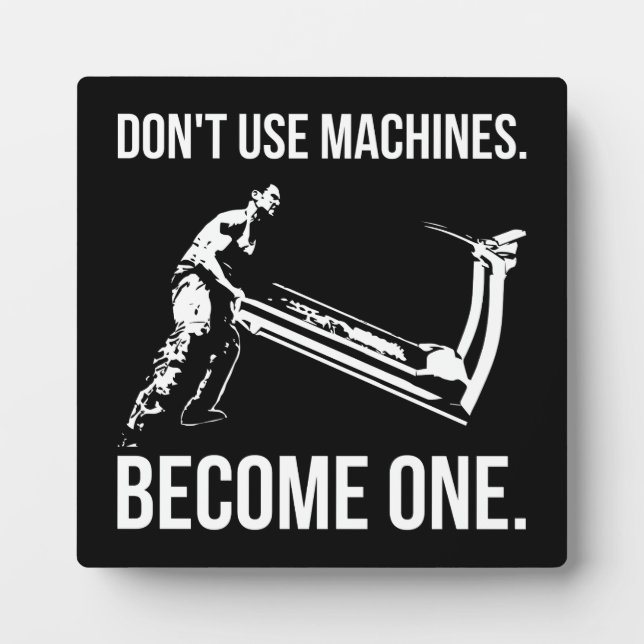 Become A Machine - Cartoon, Strongman, Treadmill Plaque (Front)