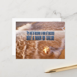 "Become a man of value" Inspirational Quote Postcard