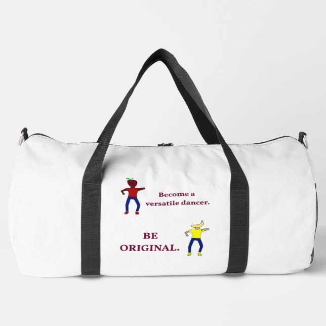 Become a Versatile Dancer White Duffle Bag (Front)