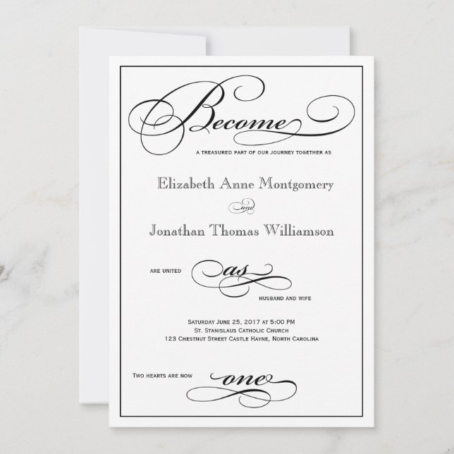 Become as One Script Wedding Invitation (Front)