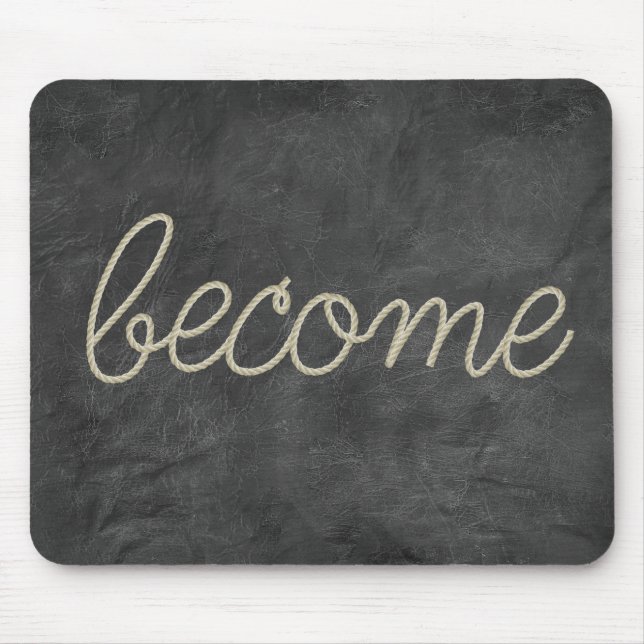 BECOME Rope Text on Black Leather Mouse Pad (Front)