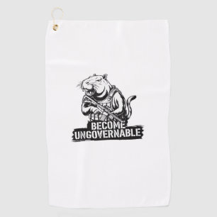 Become Ungovernable Baby Moo Deng Funny Saying Tan Golf Towel
