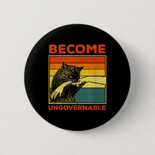 Become Ungovernable - Black Cat Biting Hand Funny  6 Cm Round Badge