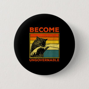Become Ungovernable - Black Cat Biting Hand Funny  6 Cm Round Badge