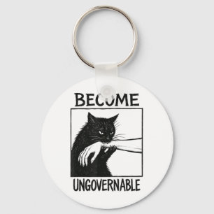 Become Ungovernable Black Cat Biting Hand Funny Ca Key Ring