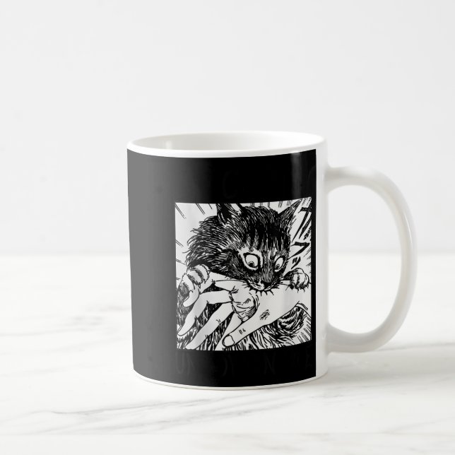 Become Ungovernable - Black Cat Biting Hand Funny  Coffee Mug (Right)