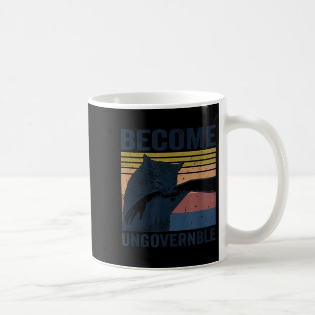 Become Ungovernable - Black Cat Biting Hand Funny  Coffee Mug (Right)