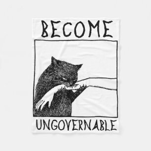 Become Ungovernable - Black Cat Biting Hand Funny Fleece Blanket