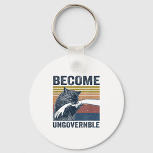 Become Ungovernable - Black Cat Biting Hand Funny Key Ring