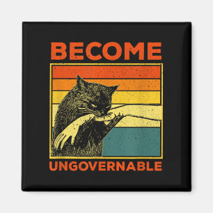 Become Ungovernable - Black Cat Biting Hand Funny  Magnet
