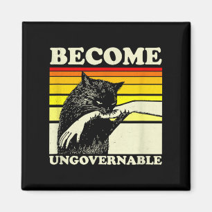 Become Ungovernable Black Cat Biting Hand Funny Me Magnet