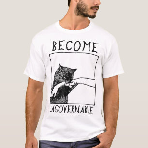 Become Ungovernable Black Cat Biting Hand T-Shirt