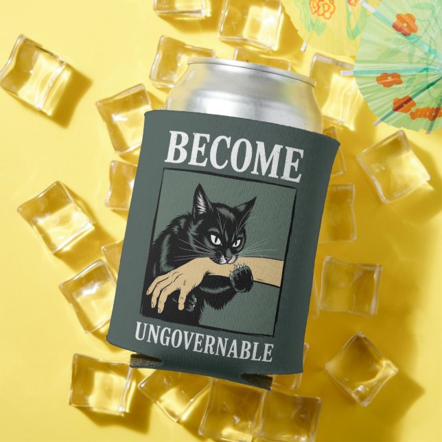 Become Ungovernable Funny Animal Anarchy Gift Cat  Can Cooler (In Situ Summer)