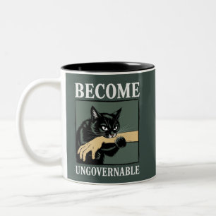 Become Ungovernable Funny Animal Anarchy Gift Cat Two-Tone Coffee Mug