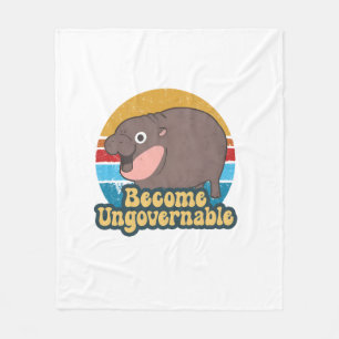 Become Ungovernable Funny Baby Hippo Moo Deng Funn Fleece Blanket