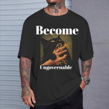  "Become Ungovernable" Funny Black Cat Biting Hand