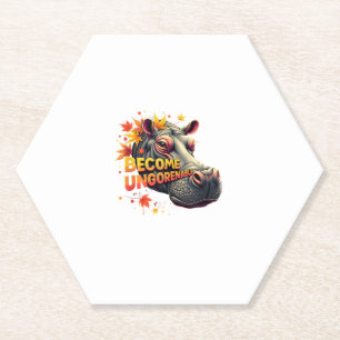Become Ungovernable Retro Baby Hippo Moo Deng Funn Paper Coaster