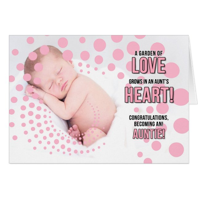 Becoming an Aunt Congratulations Pink Dots (Front Horizontal)