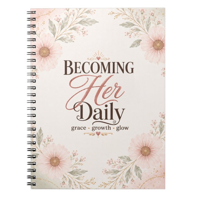 Becoming Her Daily Floral Self-Love Notebook (Front)