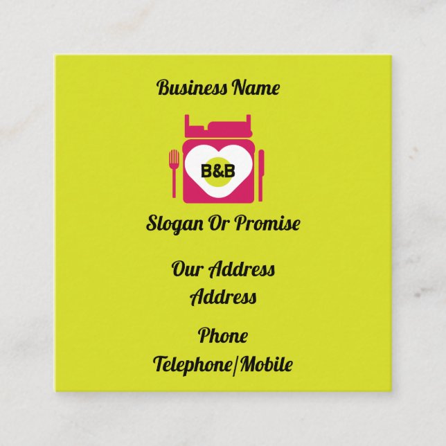 Bed And Breakfast Gifts And Promotion Coffee Mug N Square Business Card (Front)