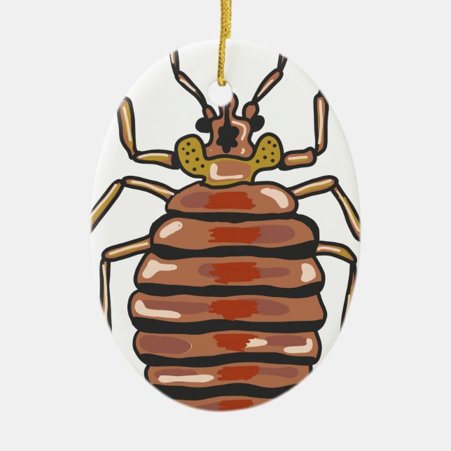 Bed Bug Sketch Ceramic Tree Decoration (Front)