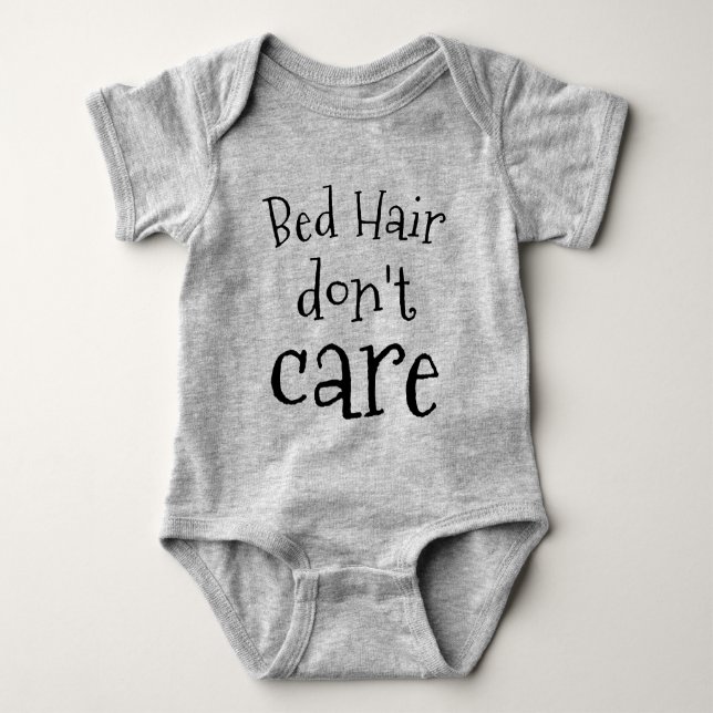 Bed Hair Don't Care Hand Lettered Funny Trendy Baby Bodysuit (Front)