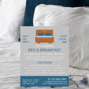 Bed Logo, Bed & Breakfast Accommodation Advert Flyer