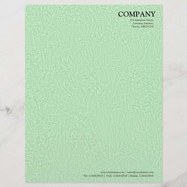 Bed of Daffodils Texture - Green Customized Letterhead (Front)