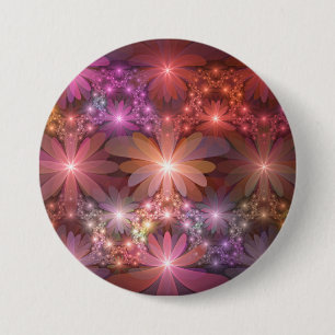 Bed Of Flowers Colorful Shiny Abstract Fractal Art 7.5 Cm Round Badge